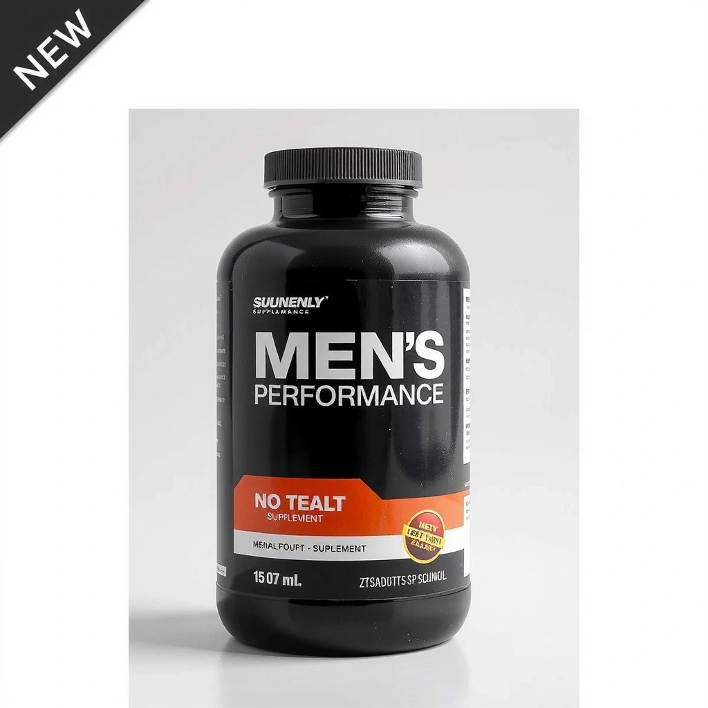 A bottle of men's performance supplement.