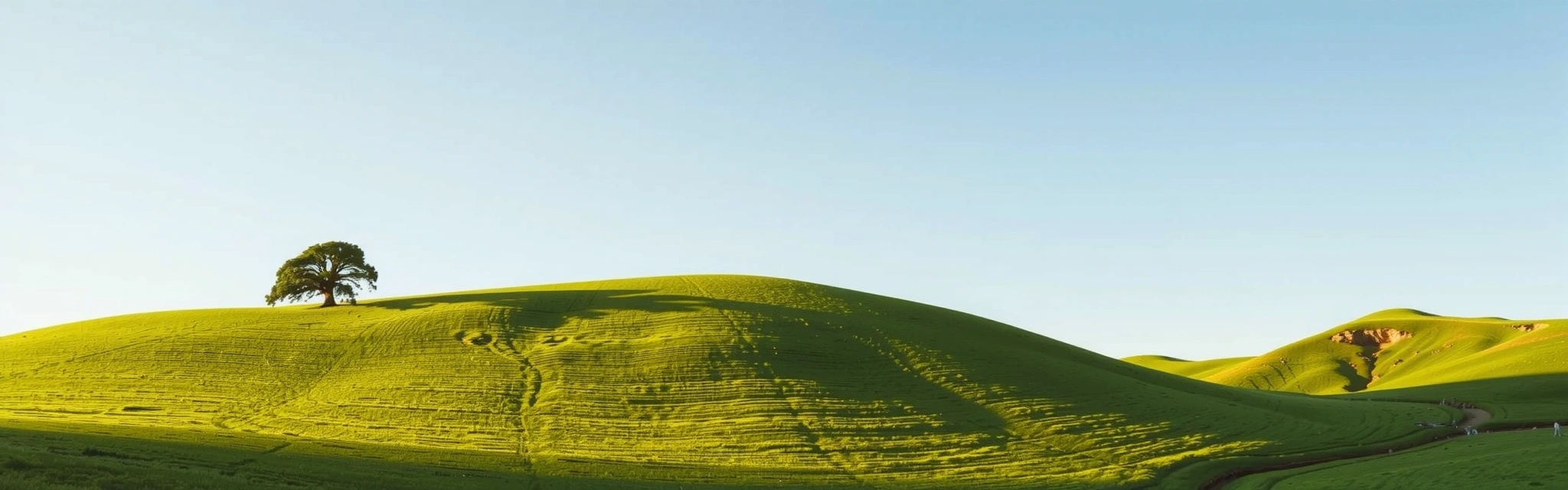 A serene landscape with soft morning light, symbolizing natural beauty and wellness, with a subtle glow effect.